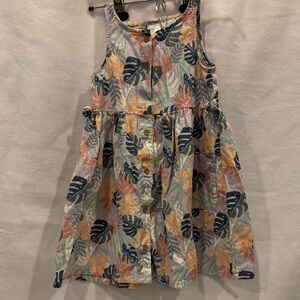 Floral Leaf Print Girl’s Dress